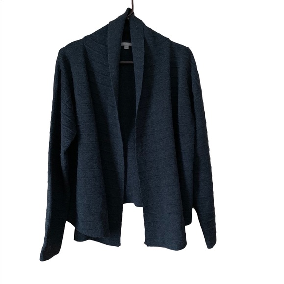Royal Robbins gray cable knit silk/wool/alpaca blend high/low cardigan ladies XL - Picture 8 of 12
